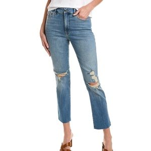 NWT Good American good leg straight jeans with distressed knees. Size 12.